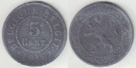 1916 Belgium 5 Centimes (German occupation) A000529